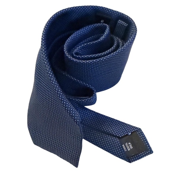 Sean John Other - Sean John Mens Silk Necktie NavyBlueWhite Micro Dot Pin Dot Pattern Business Tie